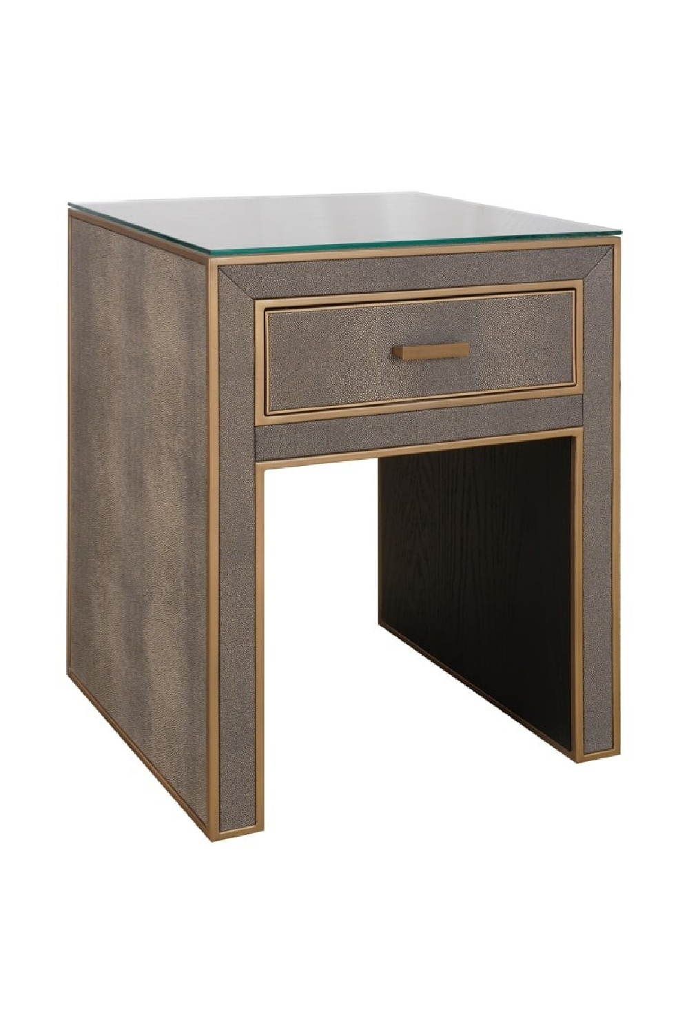 Brown Leather 1-Drawer Nightstand | Oroa.com