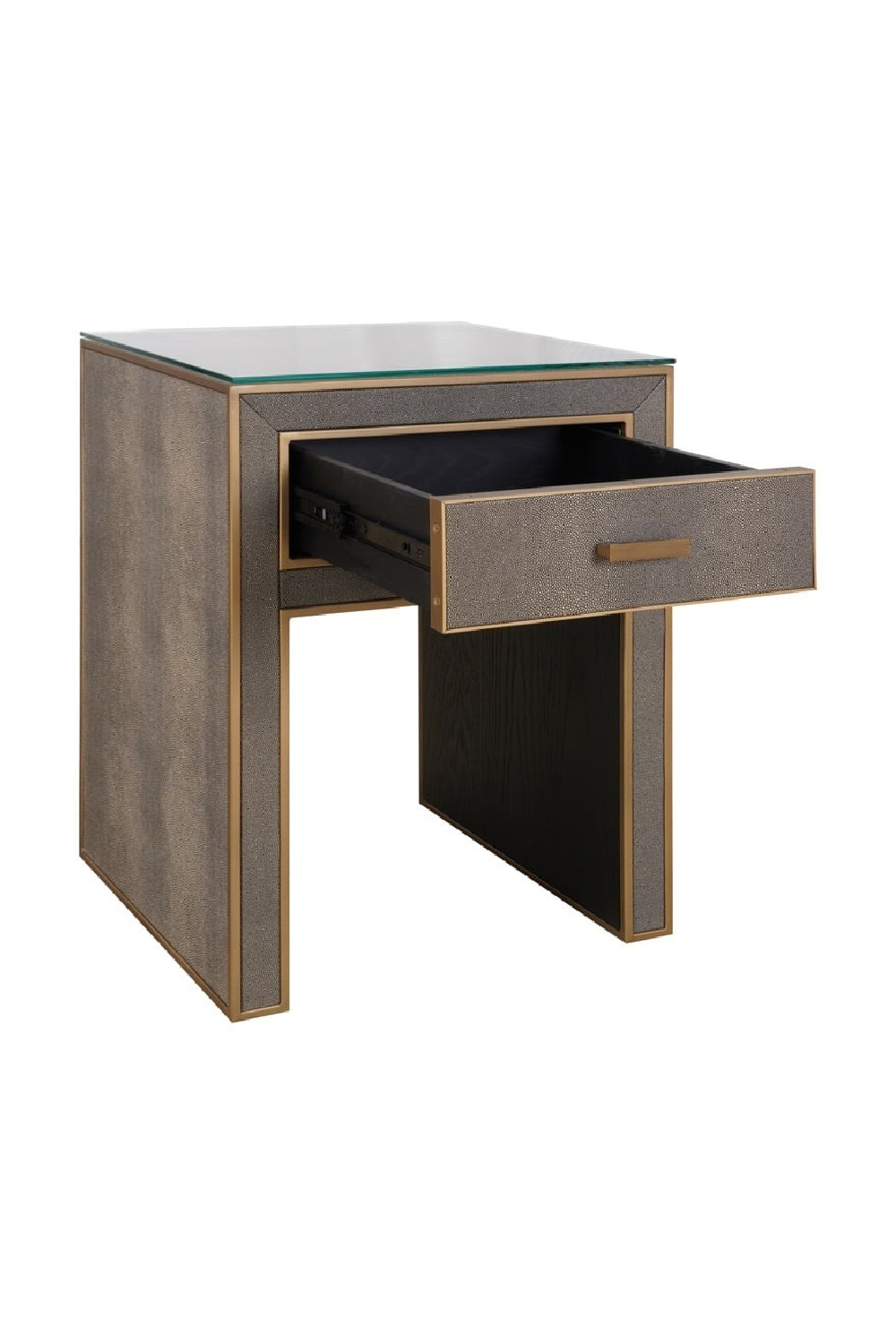 Brown Leather 1-Drawer Nightstand | Oroa.com