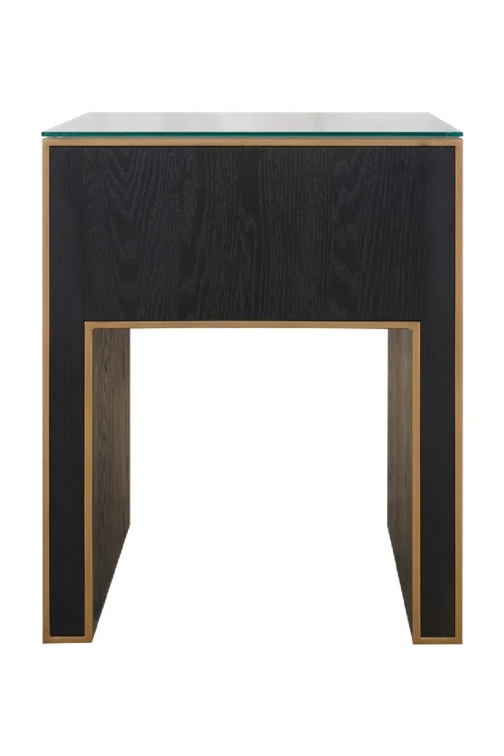 Brown Leather 1-Drawer Nightstand | Oroa.com