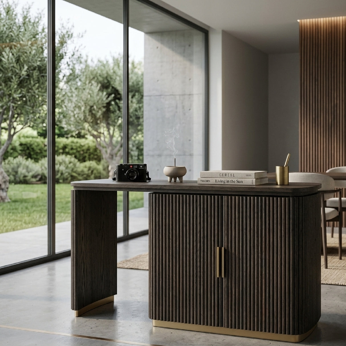 Ribbed Oak 2-Door Desk | Oroa.com