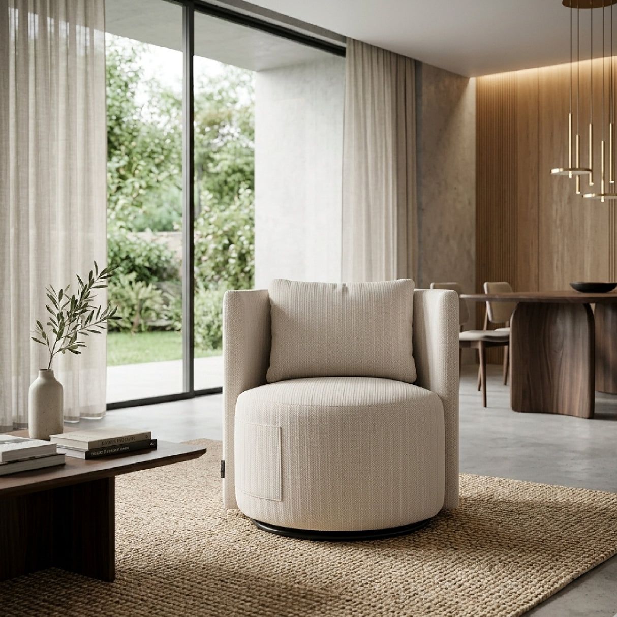 Beige Outdoor Swivel Dining Chair | Oroa.com