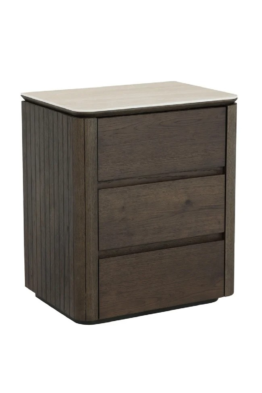 Brown Oak 3-Drawer Nightstand | Oroa.com