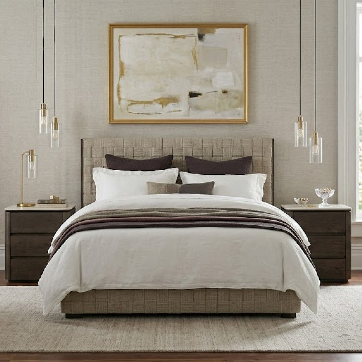 Brown Oak 3-Drawer Nightstand | Oroa.com