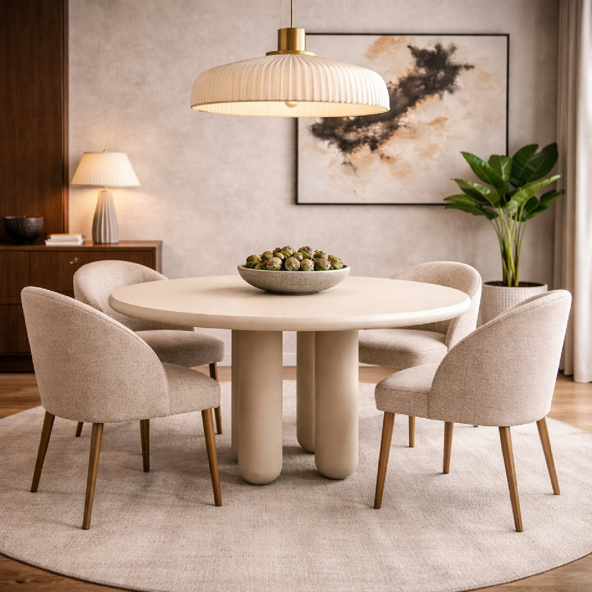 Beige Round Dining Table | Oroa.com