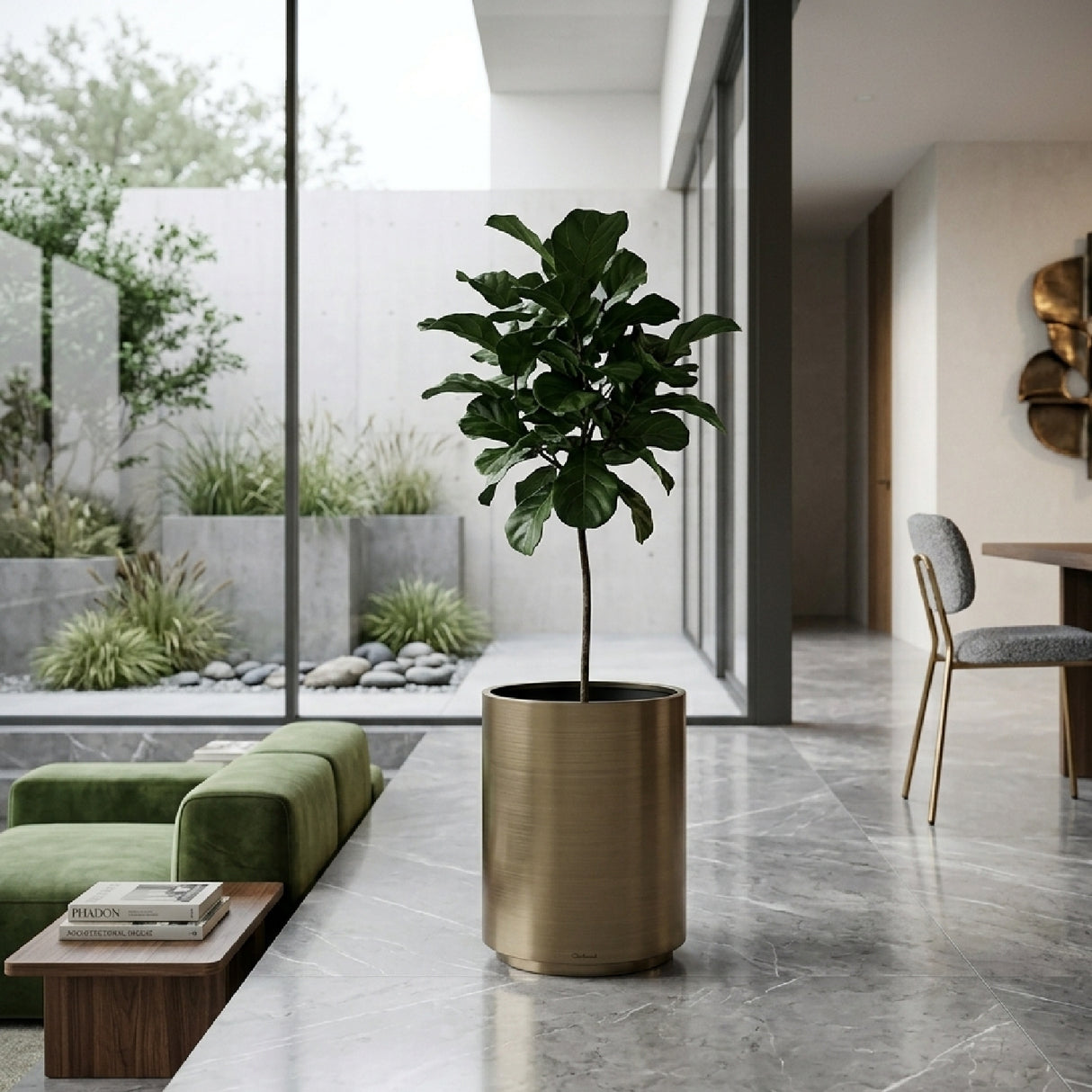 Gold Cylindrical Planter | Oroa.com