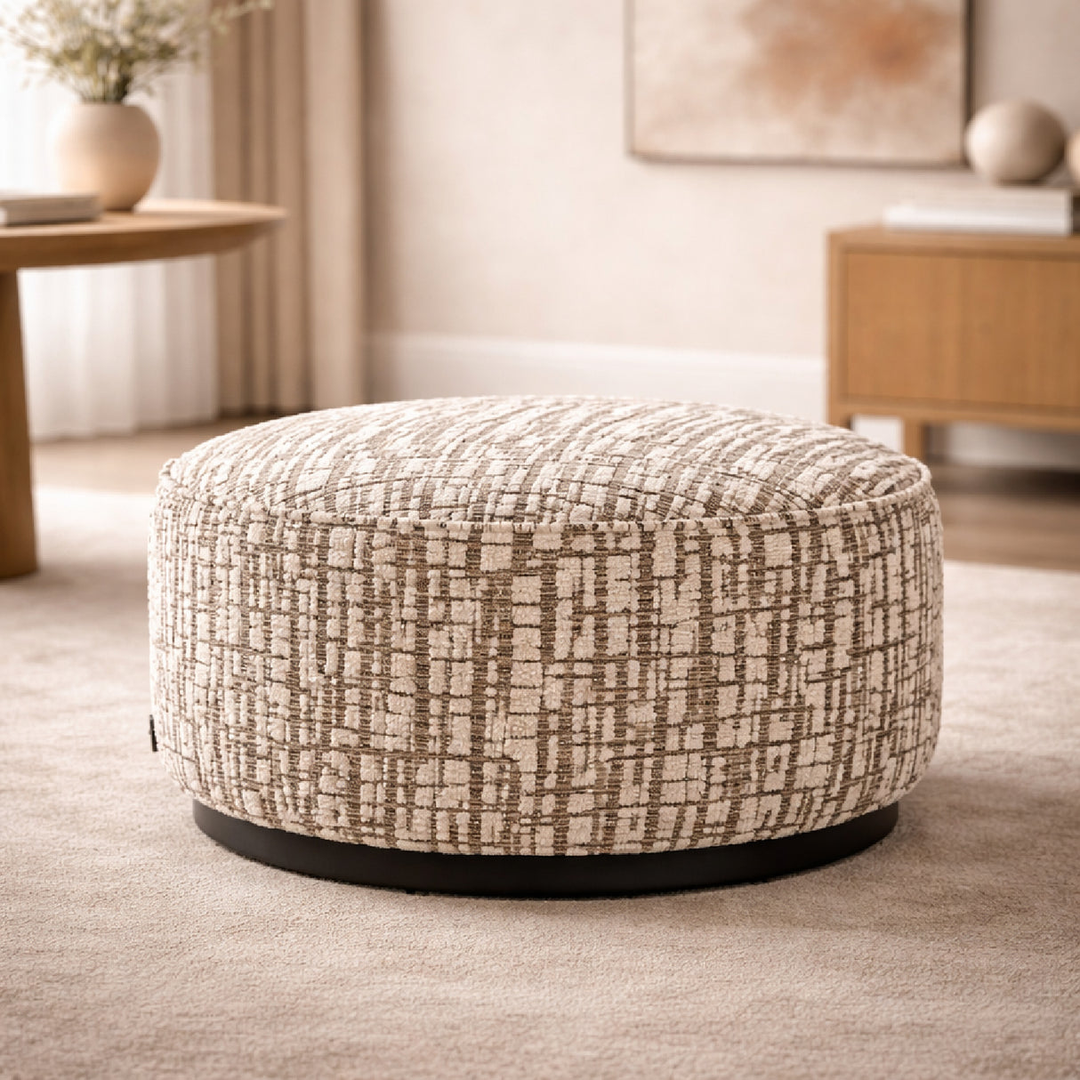 Cylindrical Upholstered Pouf L | Oroa.com