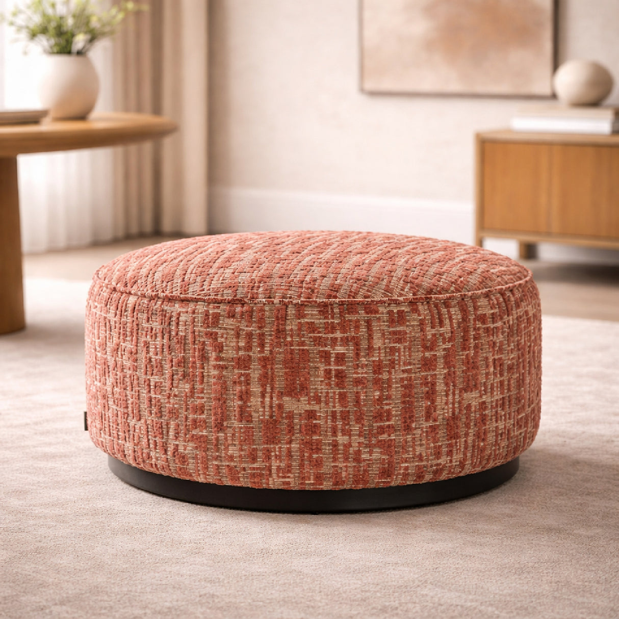 Cylindrical Upholstered Pouf L | Oroa.com