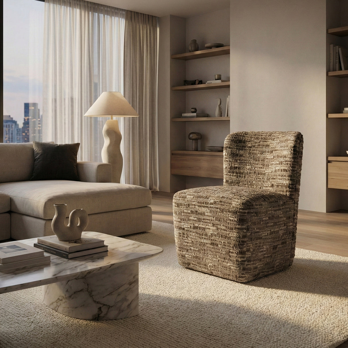 Gray Upholstered Wheeled Chair | Oroa.com
