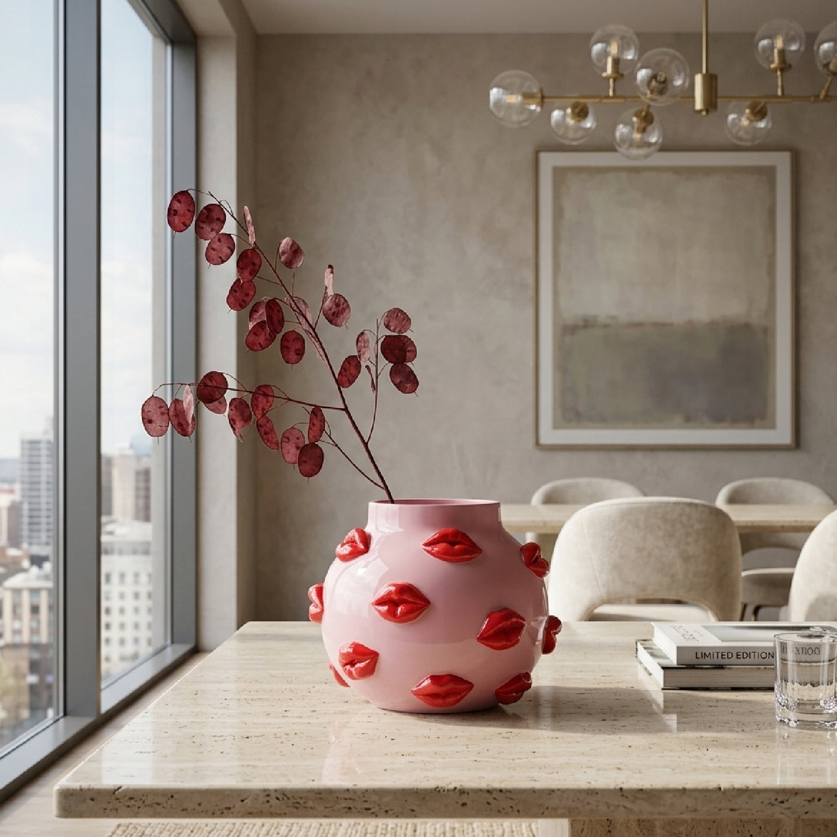 Lips Embossed Pink Vase | Oroa.com