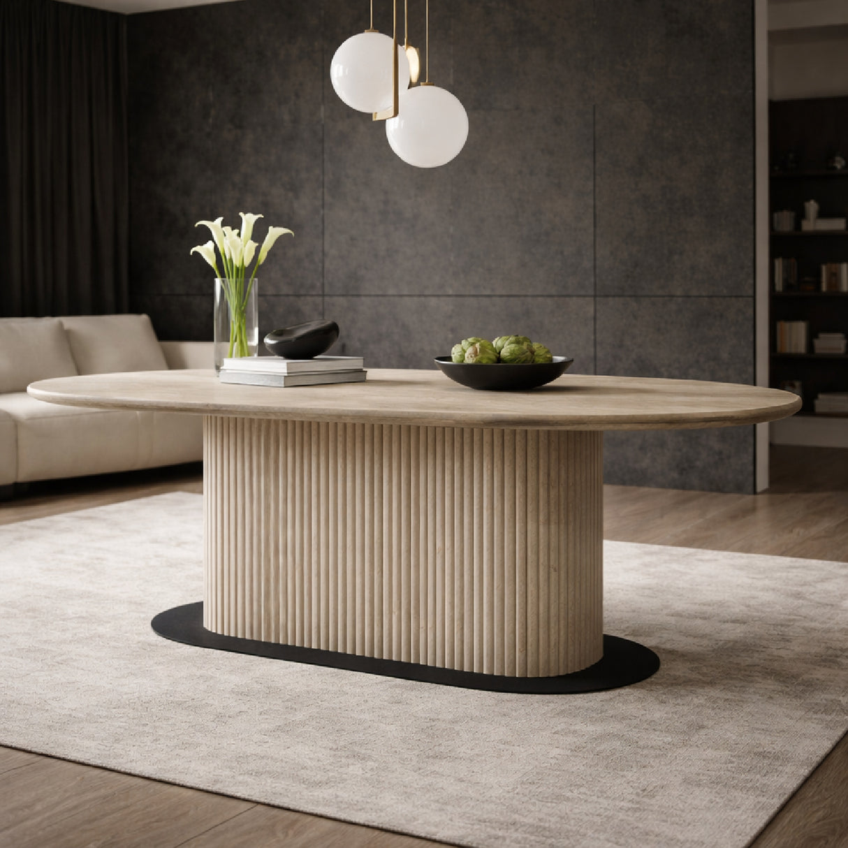 Beige Travertine Dining Table | Oroa.com