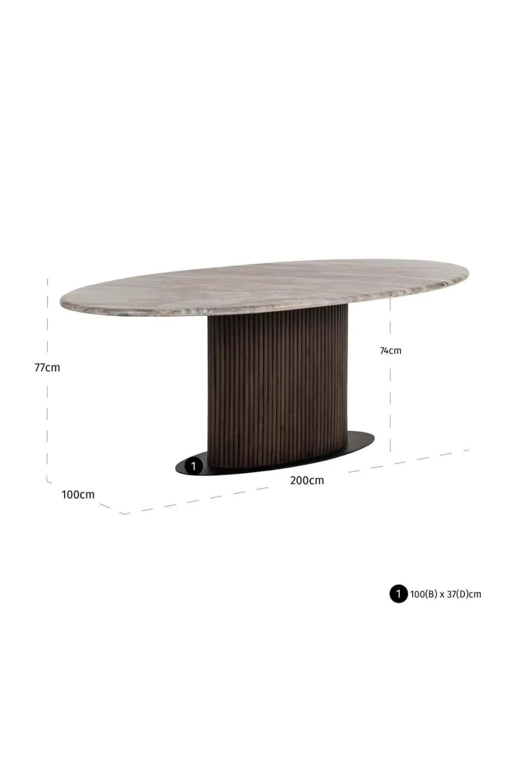 Brown Marble Oval Dining Table | Oroa.com