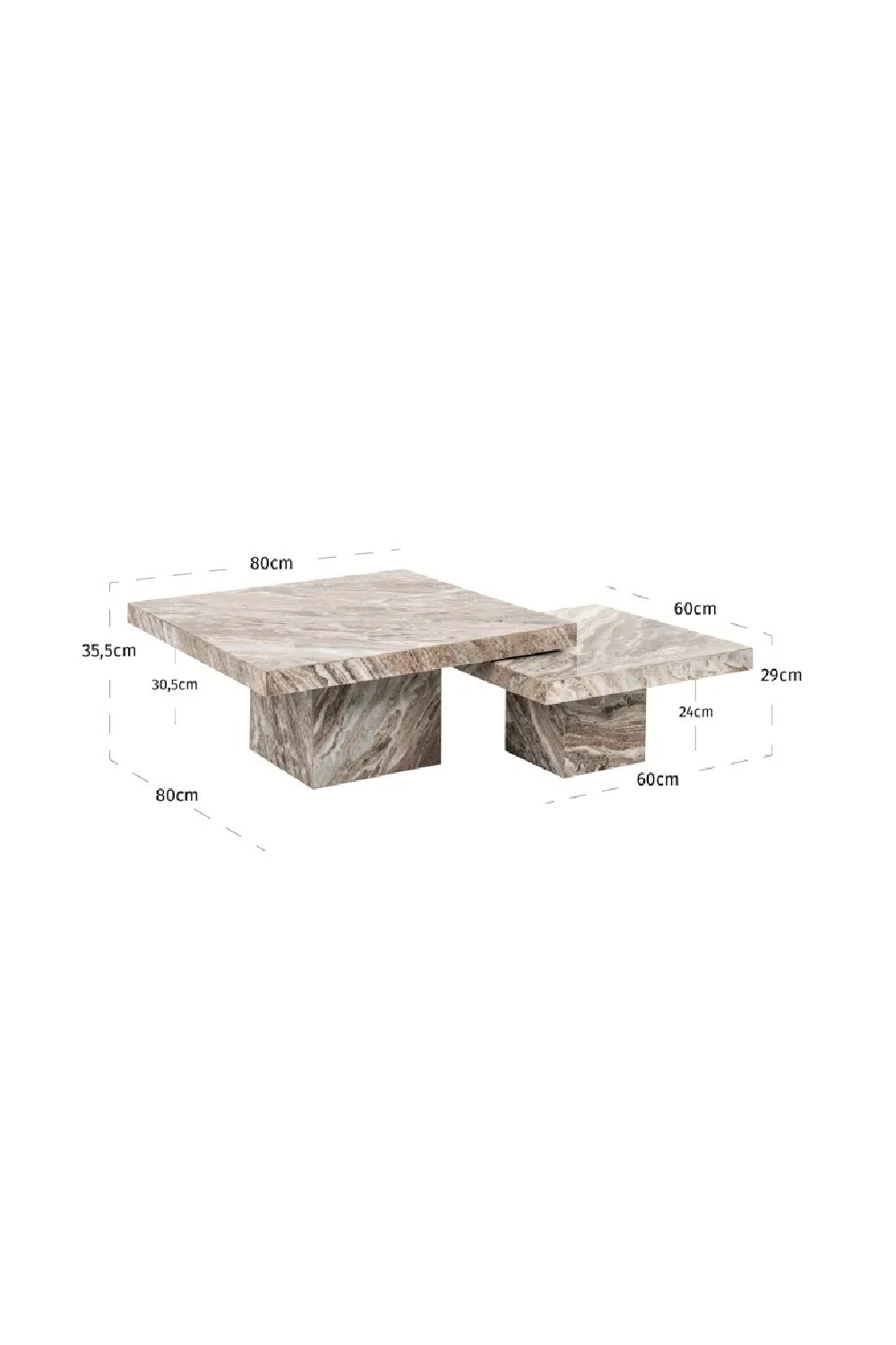 Square Marble Coffee Table Set (2) | Oroa.com