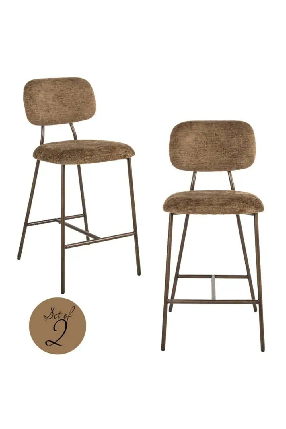 Brown Fabric Counter Stools (2) | Oroa.com