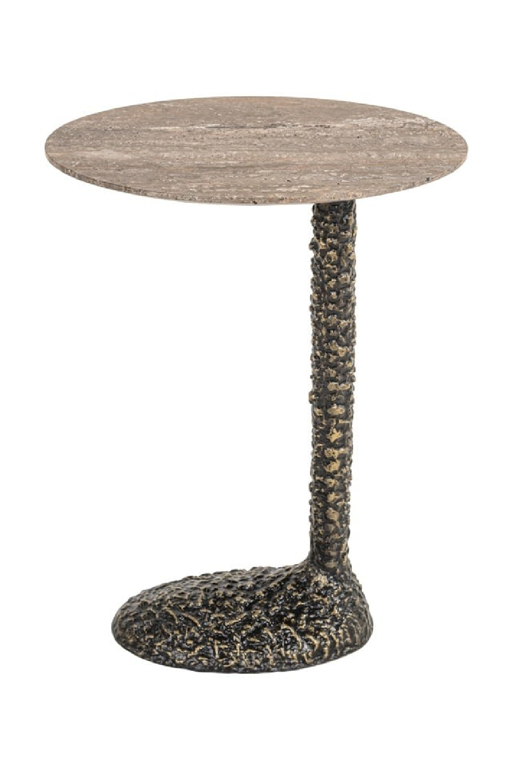 Oval Brown Travertine End Table | Oroa.com
