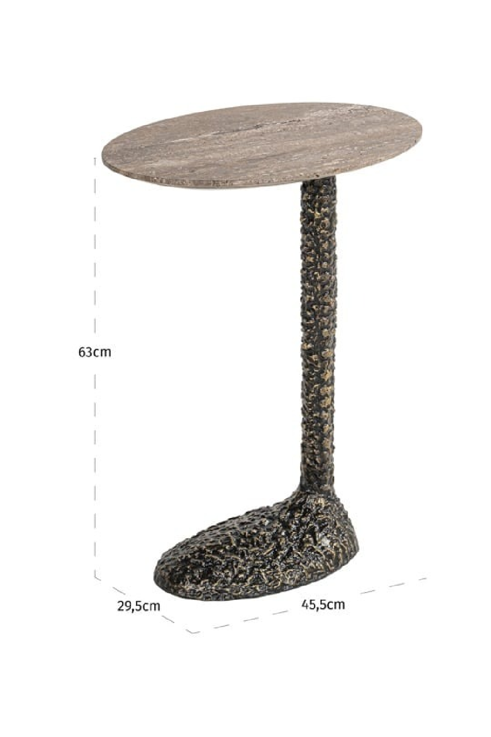 Oval Brown Travertine End Table | Oroa.com