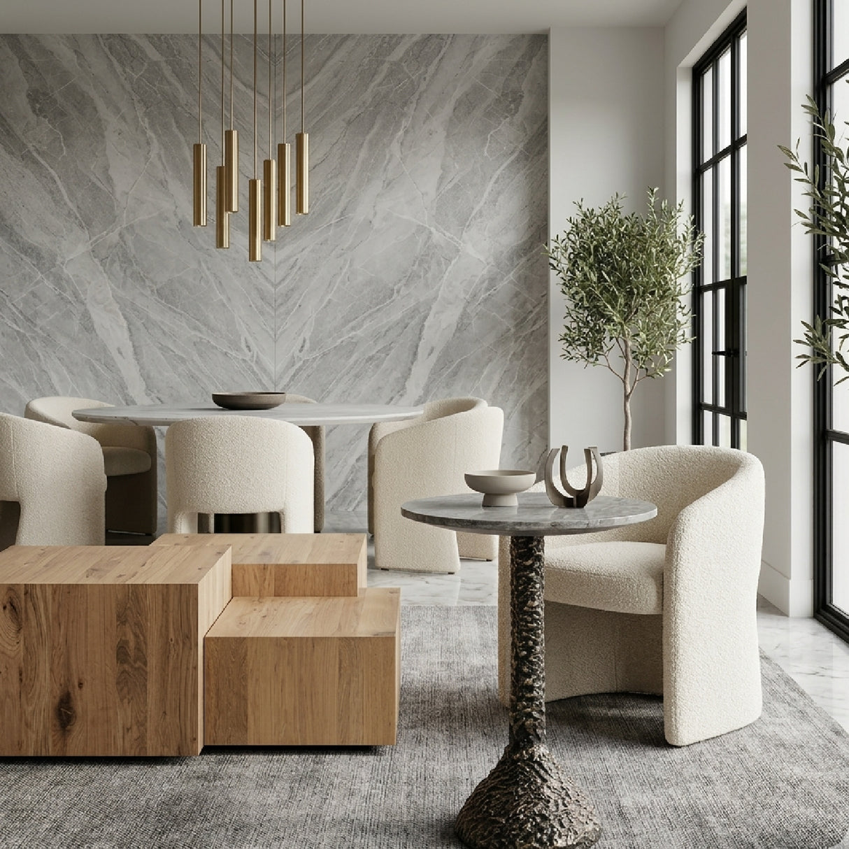Oval Brown Travertine End Table | Oroa.com