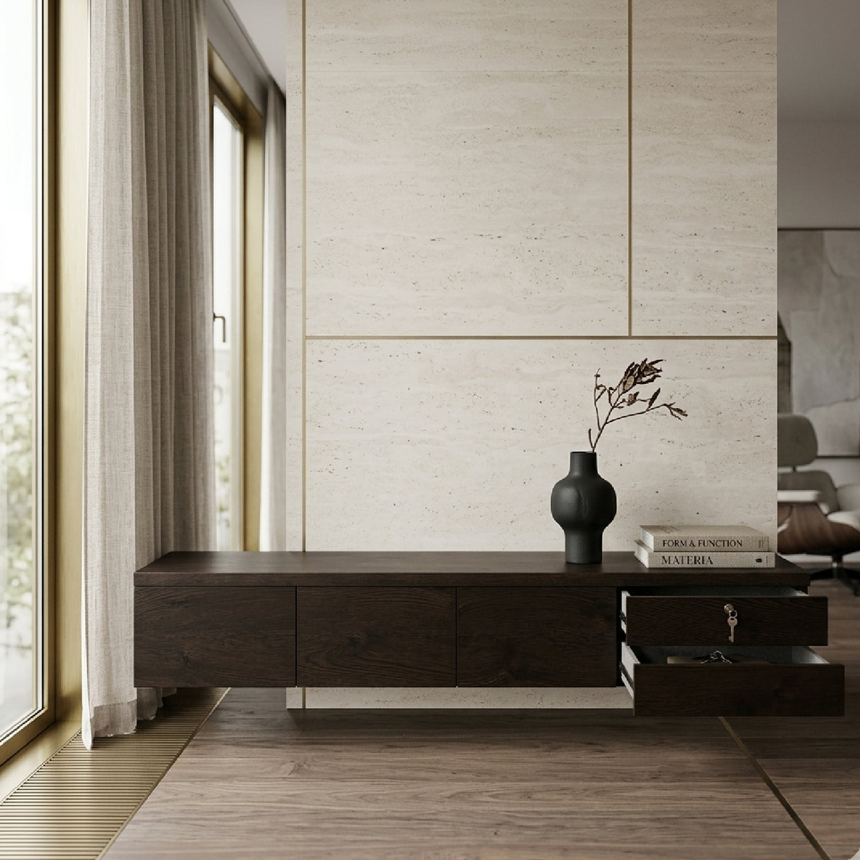 Brown Oak 3-Door TV Cabinet | Oroa.com