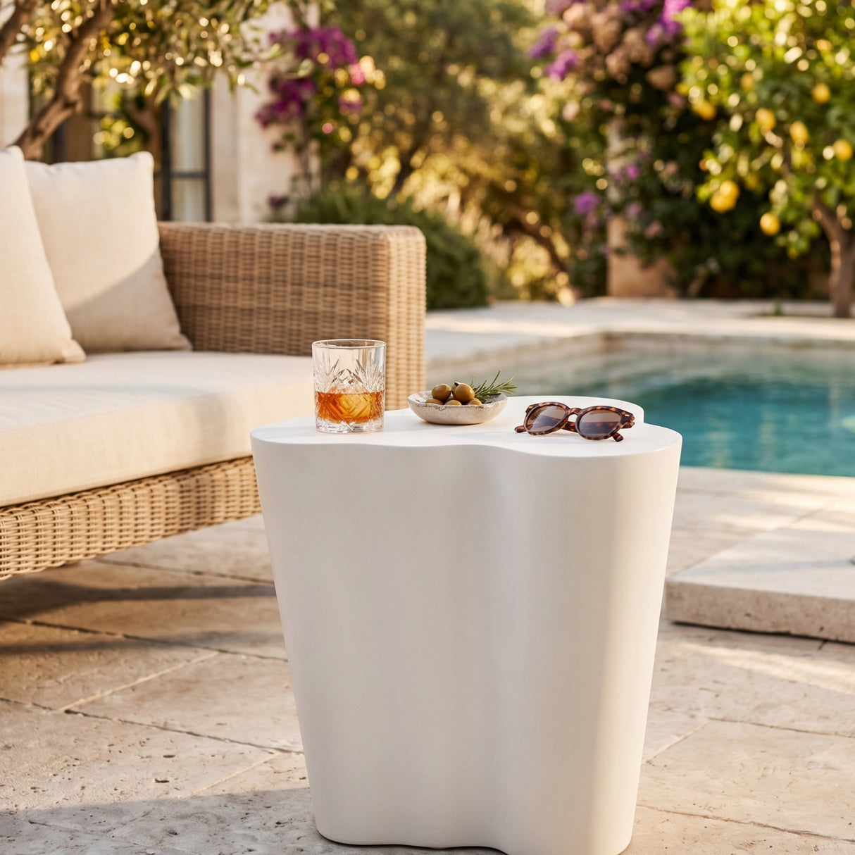 White Organic Indoor/Outdoor End Table | Oroa.com