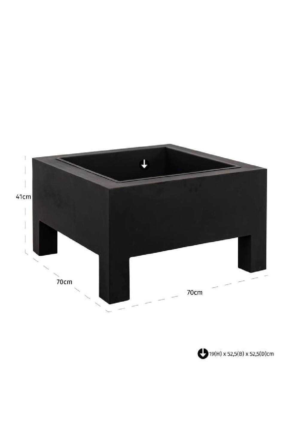 Black Square Fire Pit | Oroa.com