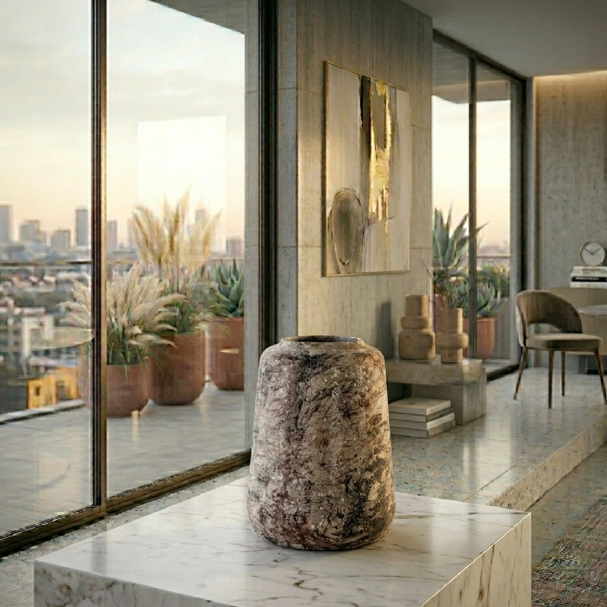 Modern European furniture - Beige Iron Vase - www.oroa.com | Oroa.com
