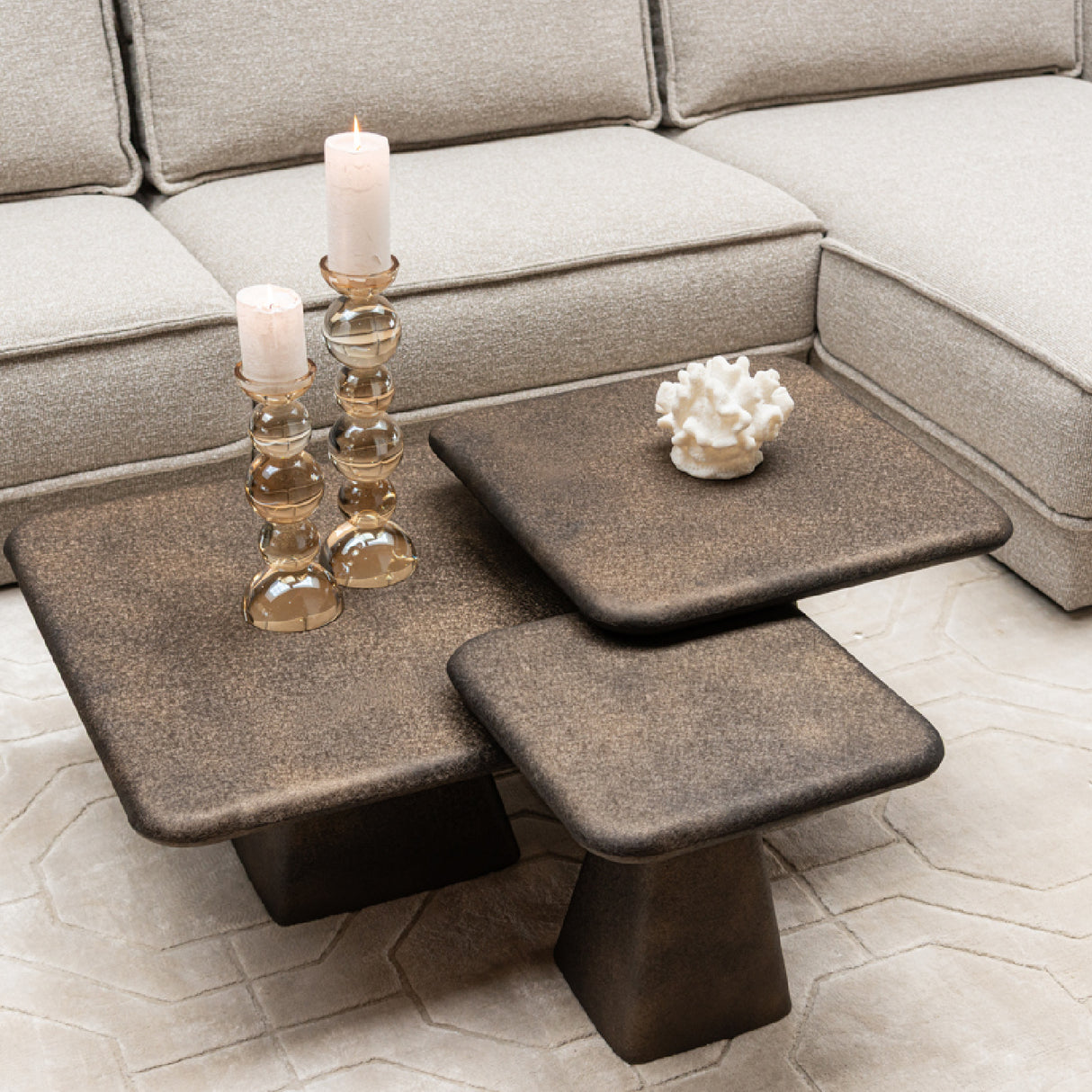 Gold Square Coffee Tables (3) | Oroa.com