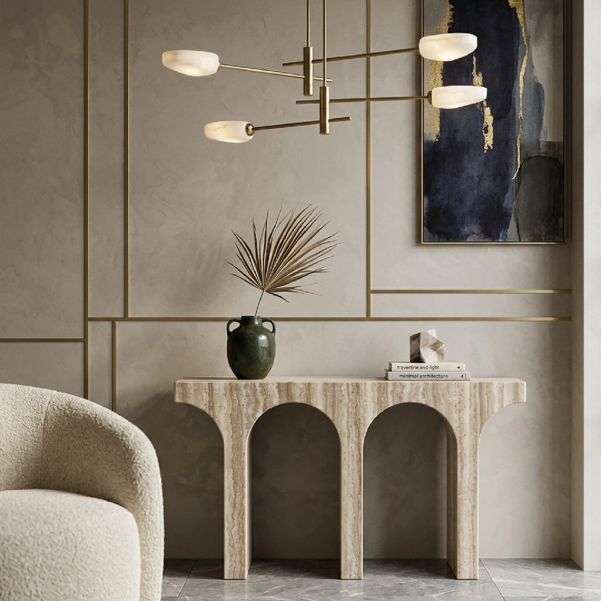 Gray Travertine Arched Console | Oroa.com