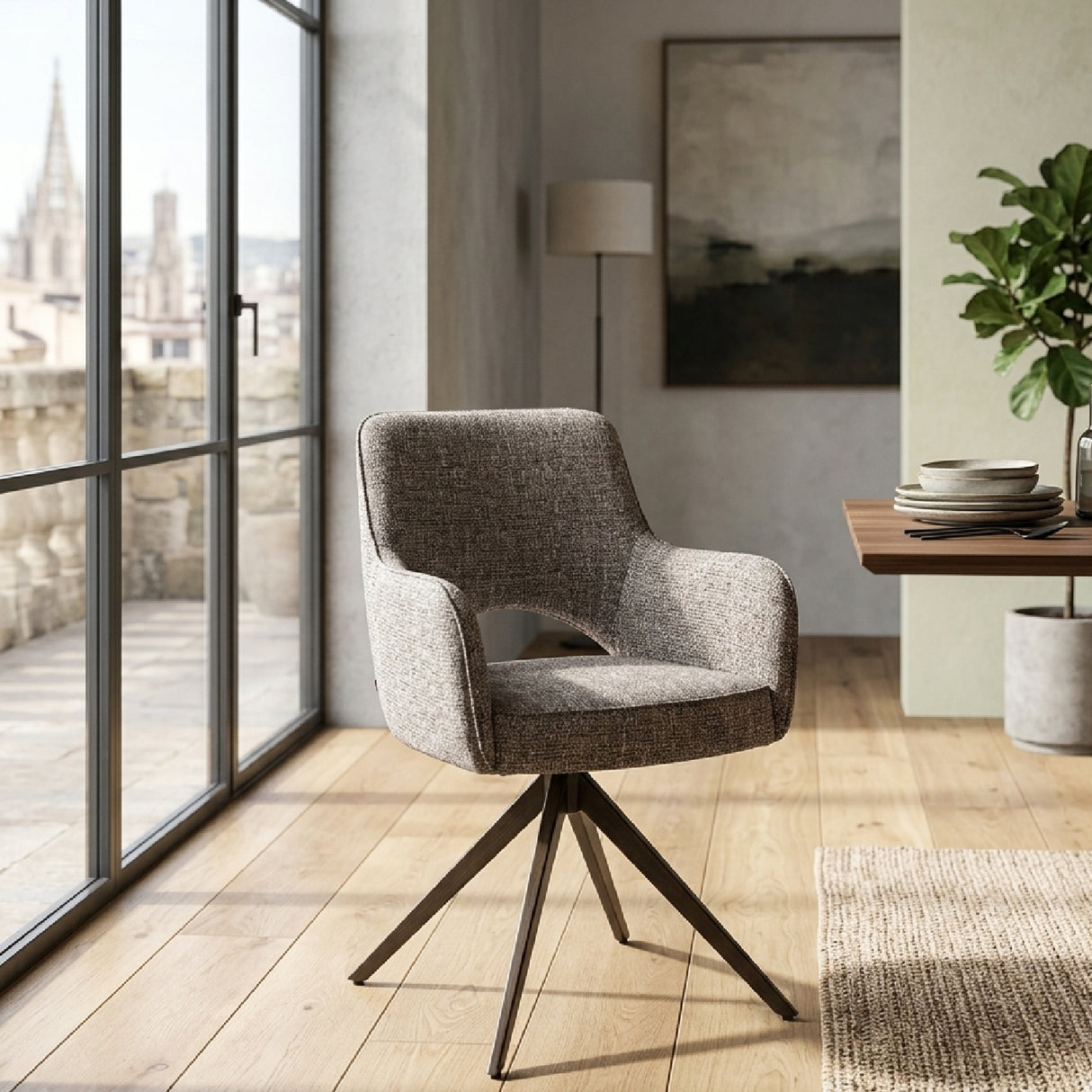 Cut-Out Swivel Dining Armchair | Oroa.com