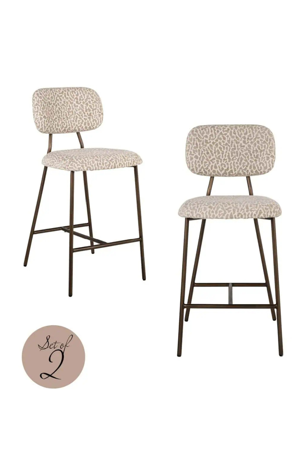 Beige Leopard Print Counter Stools (2) | Oroa.com