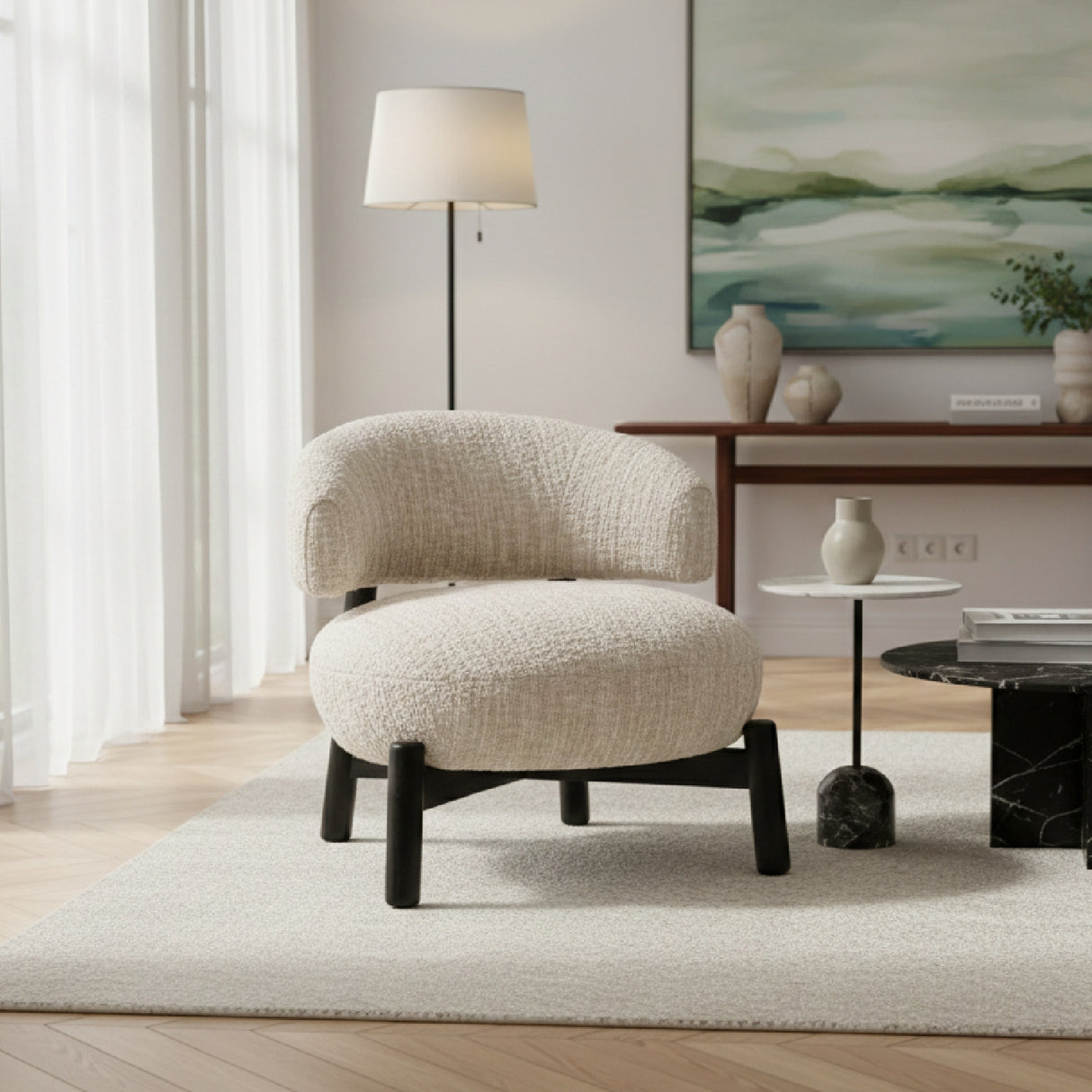Beige Cushioned Lounge Chair | Oroa.com