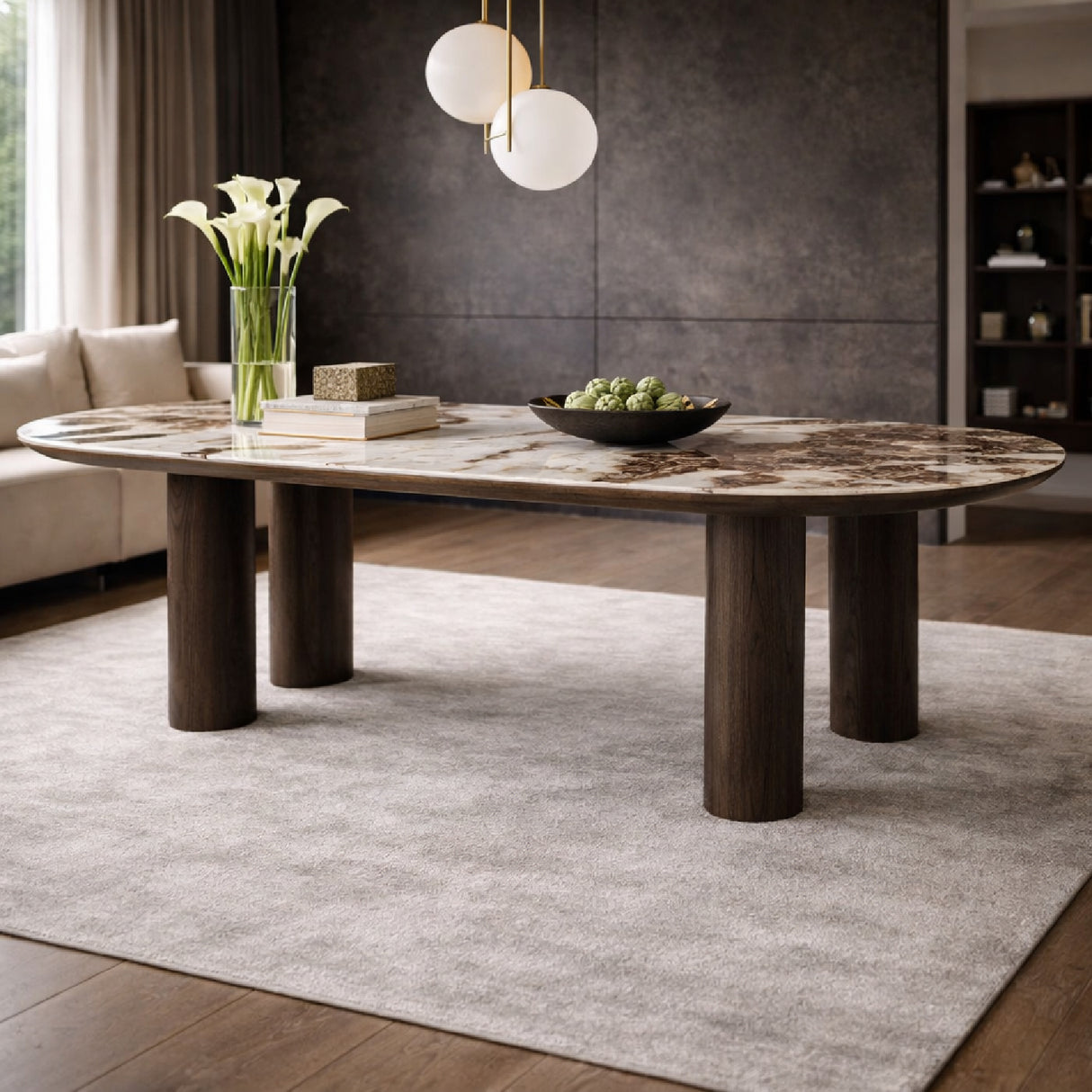 Brown Ceramic Oval Dining Table | Oroa.com