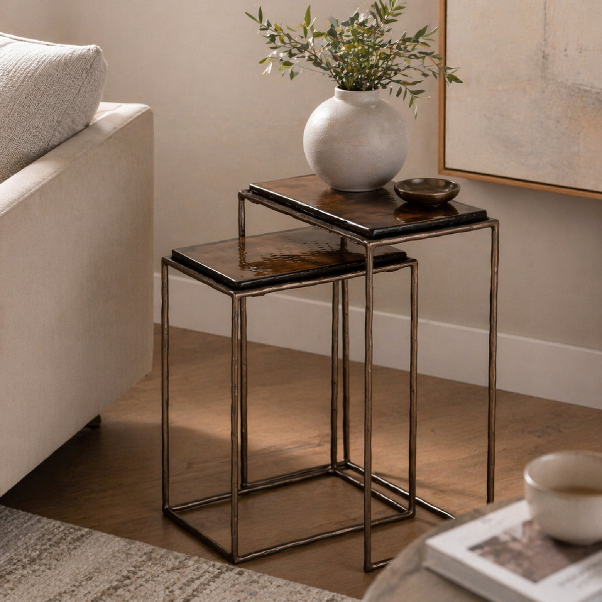 Modern European furniture - Bronze End Table Set (2) - www.oroa.com | Oroa.com
