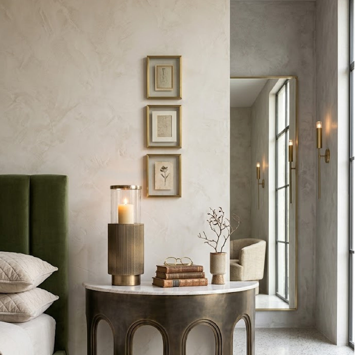 Modern European furniture - Antique Brass Cylindrical Hurricane - www.oroa.com | Oroa.com