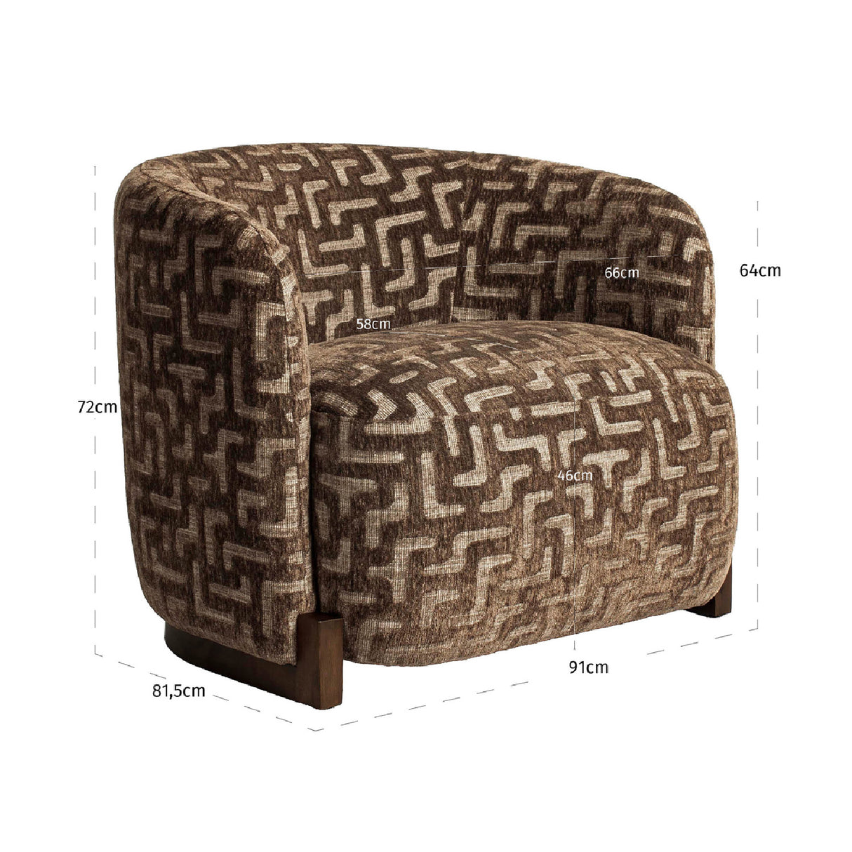 Contract furniture - Brown Patterned Curved Lounge Chair - www.oroa.com | Oroa.com