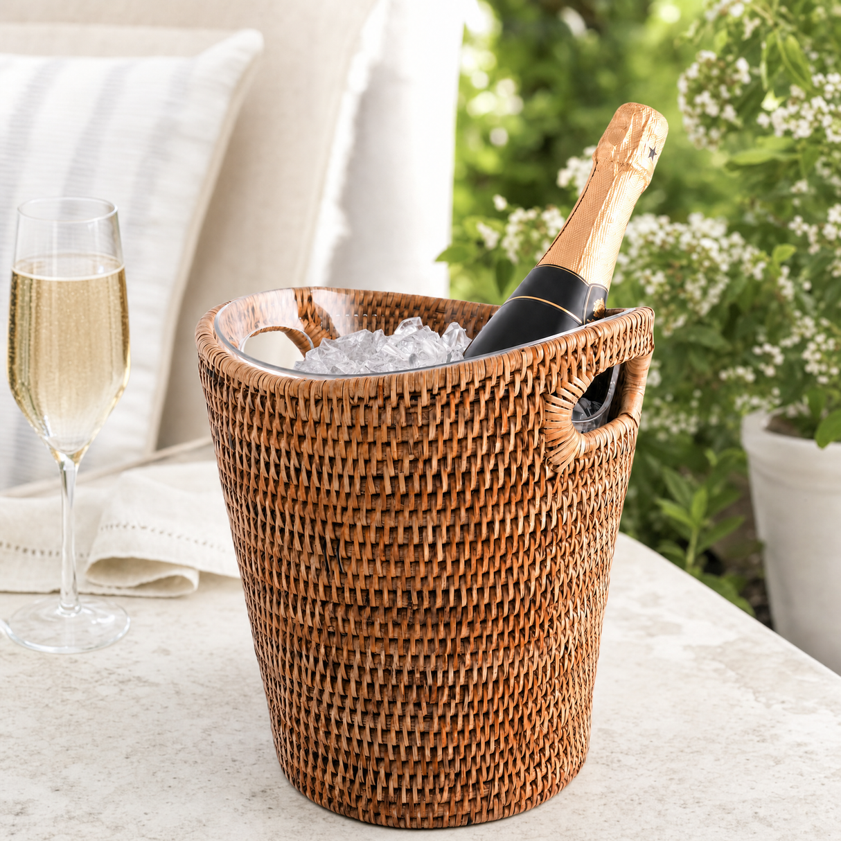 Hand Woven Rattan Wicker Ice Bucket - OROA