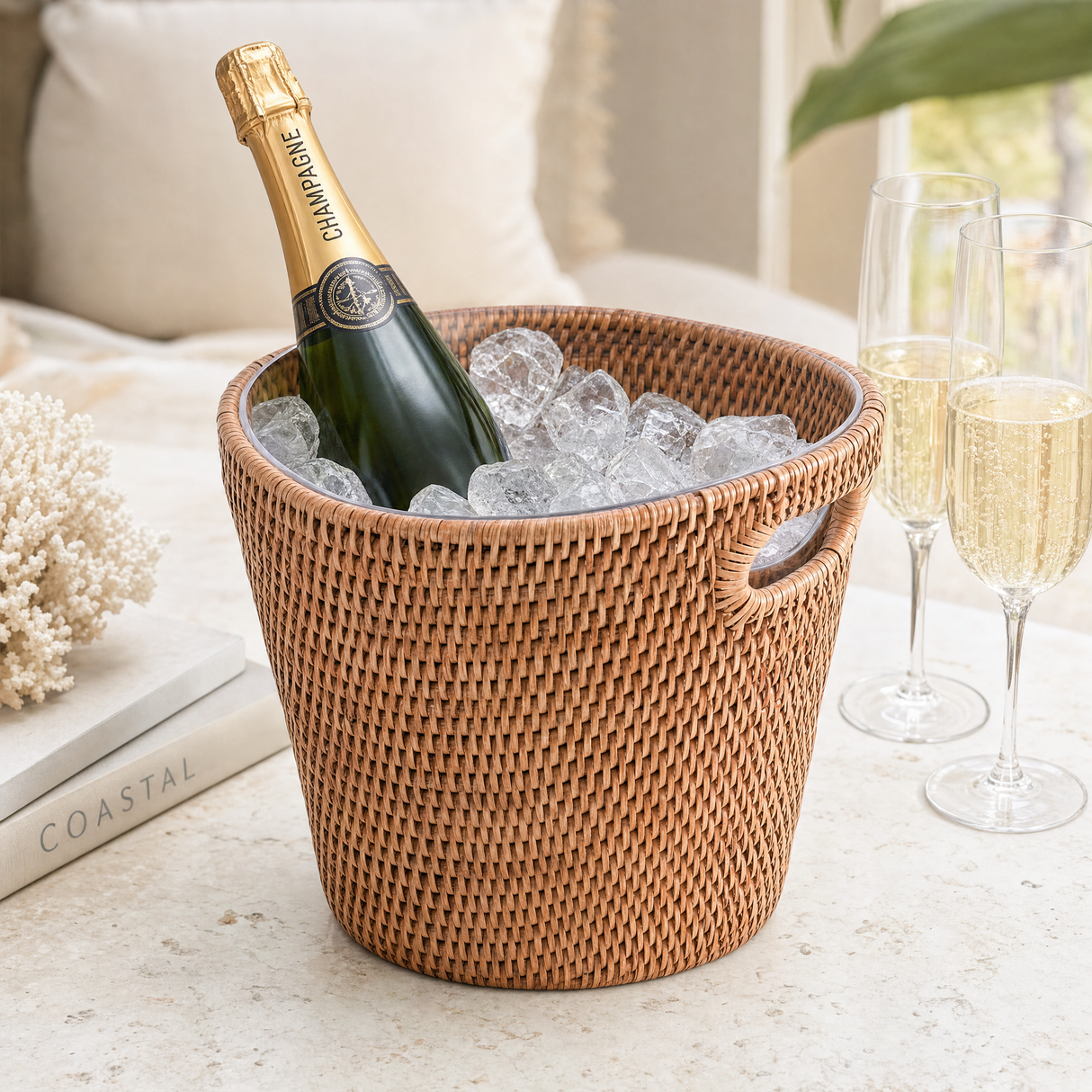 Hand Woven Rattan Wicker Ice Bucket - OROA