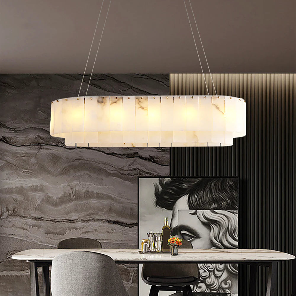 Rectangular Linear Alabaster Chandelier - OROA