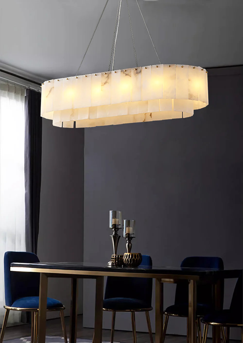 Rectangular Linear Alabaster Chandelier - OROA
