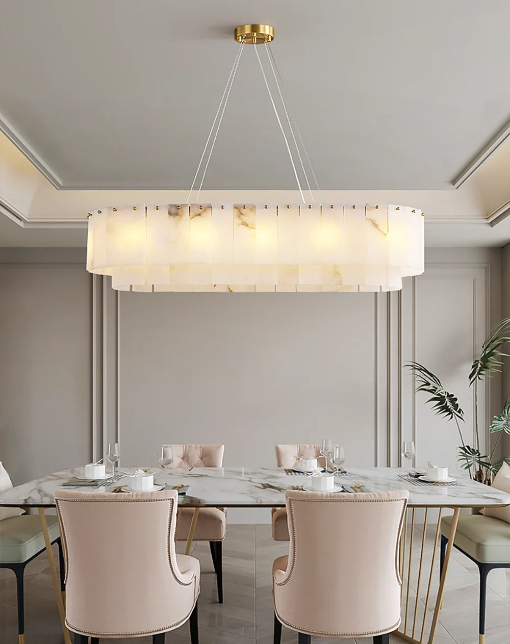 Rectangular Linear Alabaster Chandelier - OROA