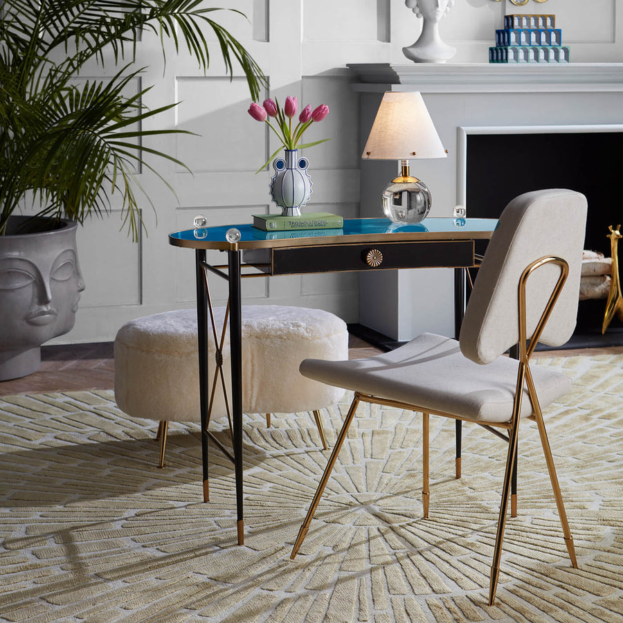 Teal Glass Writing Desk | Jonathan Adler Rider | Oroa.com