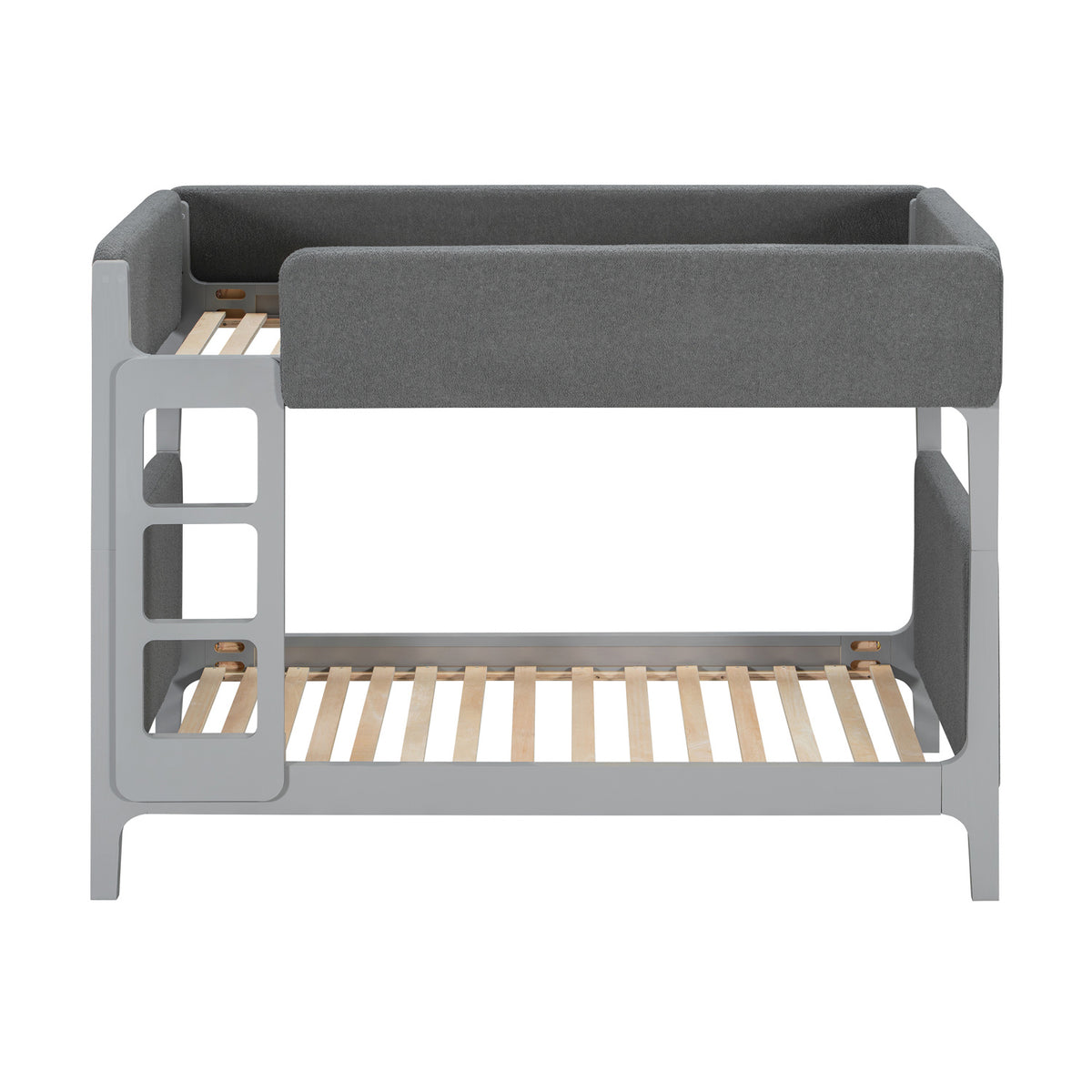 Gray Twin Over Twin Upholstered Sherpa Bunk Bed | OROA Kids