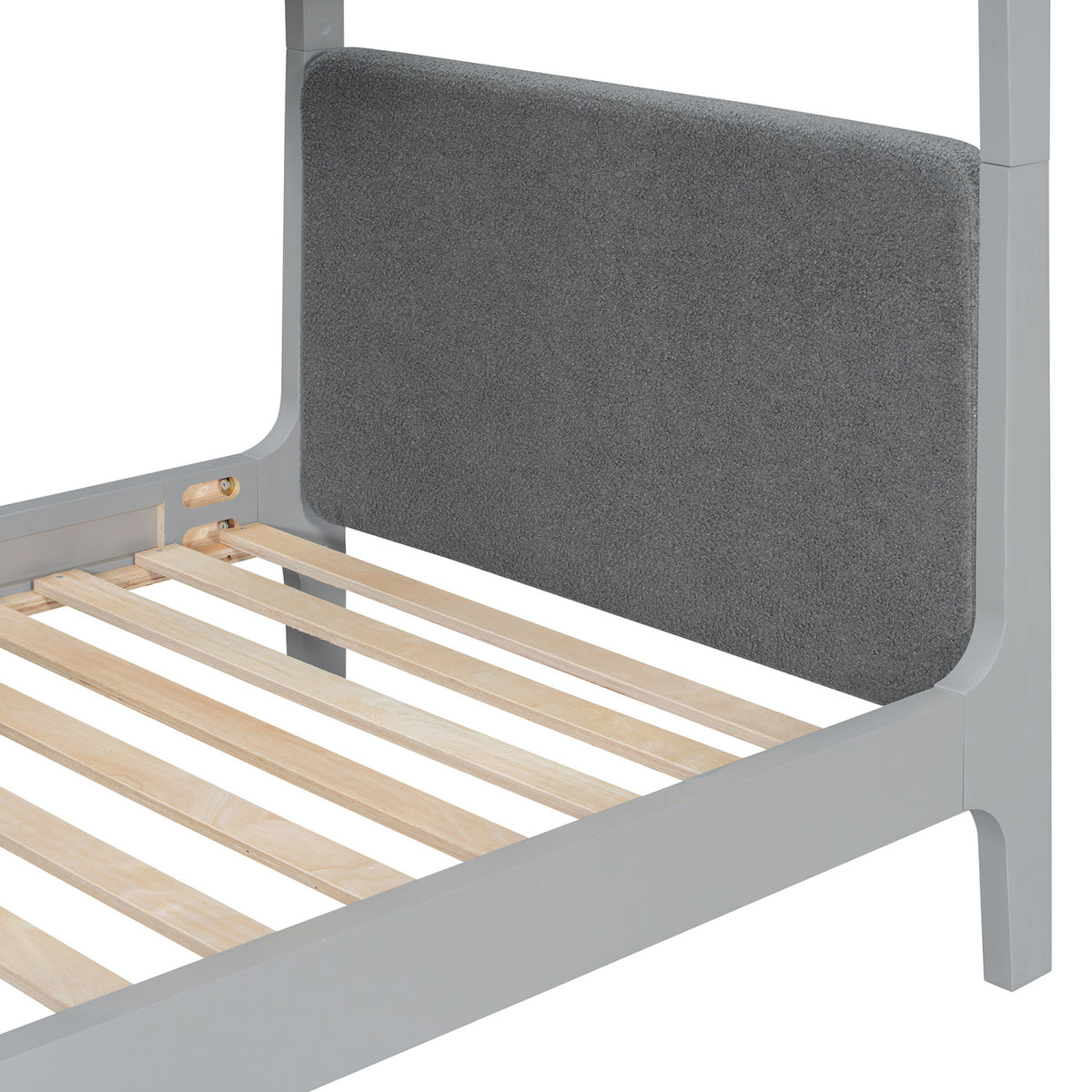 Gray Twin Over Twin Upholstered Sherpa Bunk Bed | OROA Kids