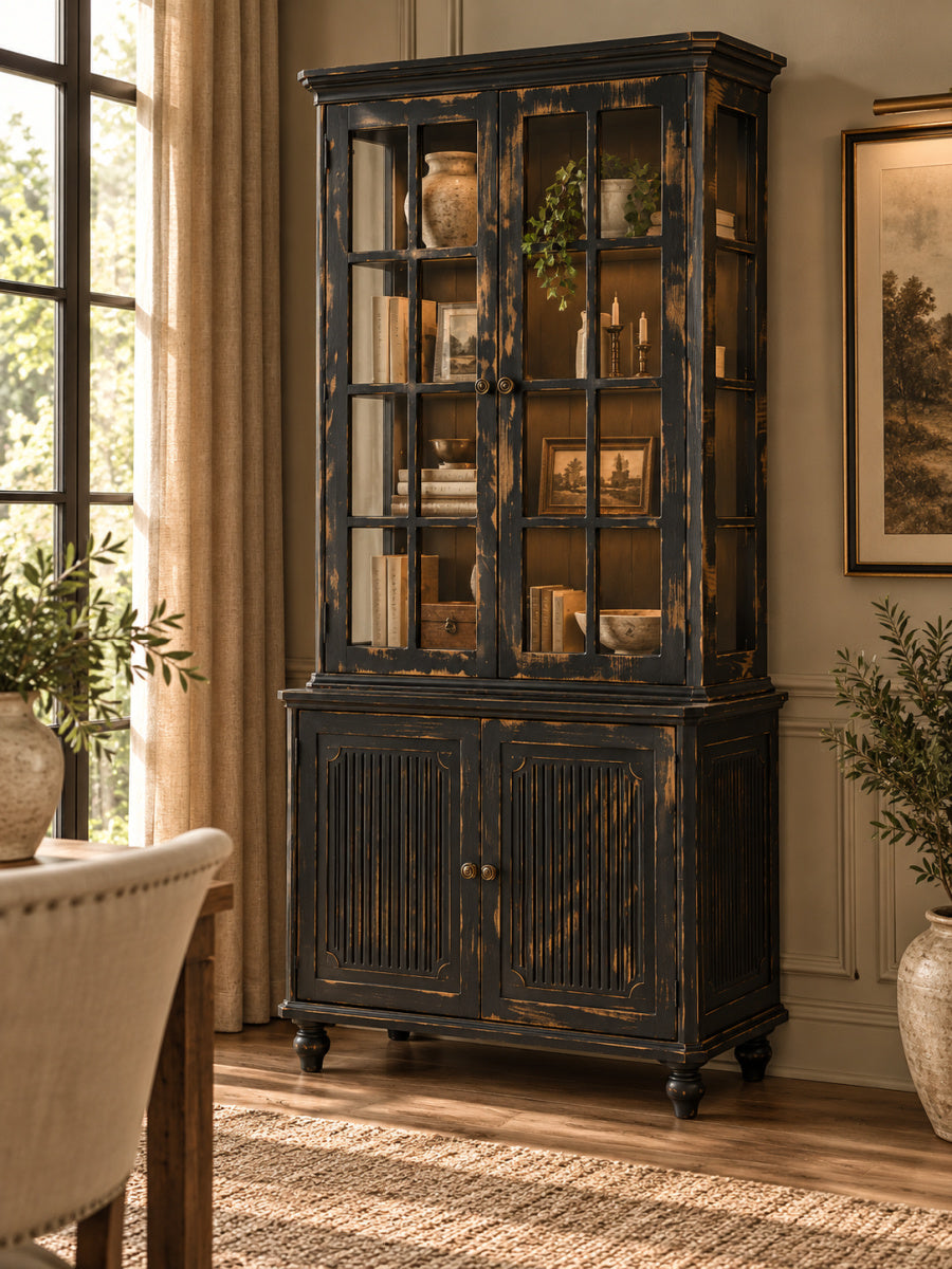 Modern European furniture - 3-Sided Glass Hutch Cabinet - www.oroa.com