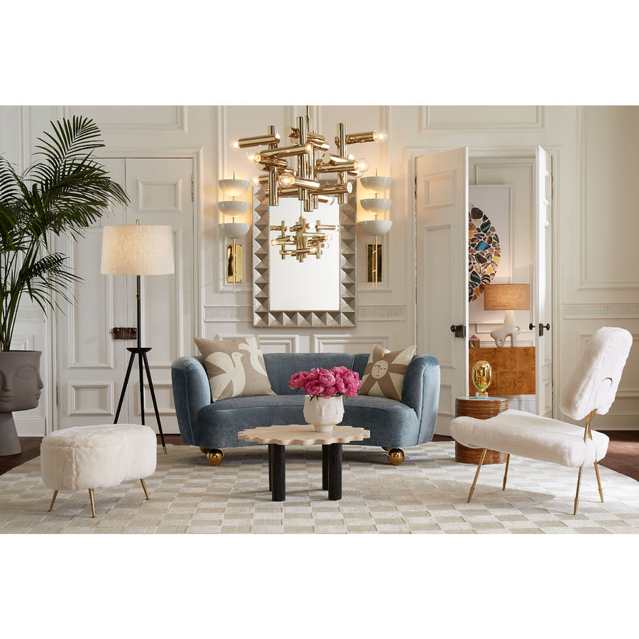 Brass Orb Feet Curved Sofa | Jonathan Adler Parker | Oroa.com
