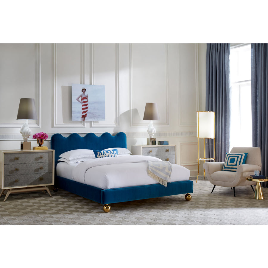 Blue Velvet Queen Bed | Jonathan Adler Ripple | Oroa.com