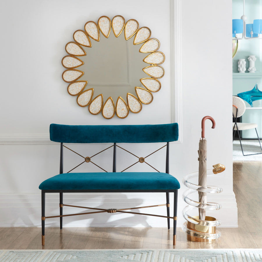 Floral Detal Velvet Dining Bench | Jonathan Adler Rider | Oroa.com