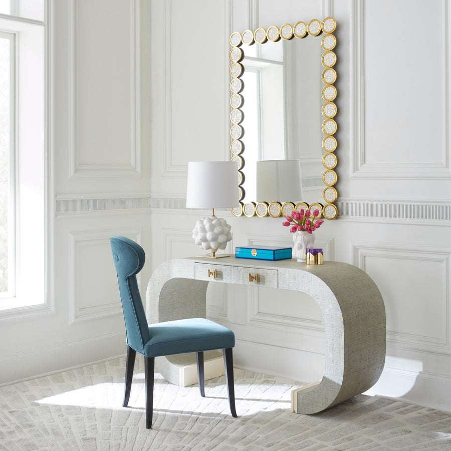 Polished Brass Circles Mirror – Rings – angled view