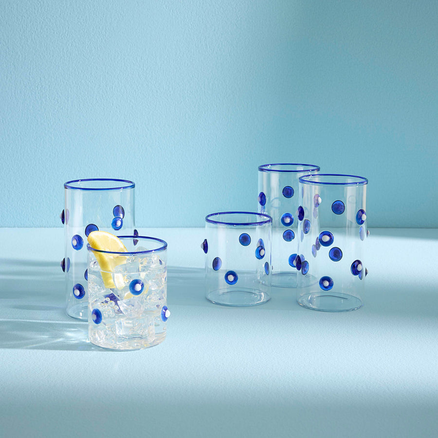 Blue Dotted Glassware Set (4) | Jonathan Adler Dottie Highball | Oroa.com