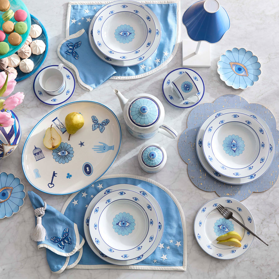Light Blue Petal Plate Set (4) | Jonathan Adler Fleur Canapé | Oroa.com
