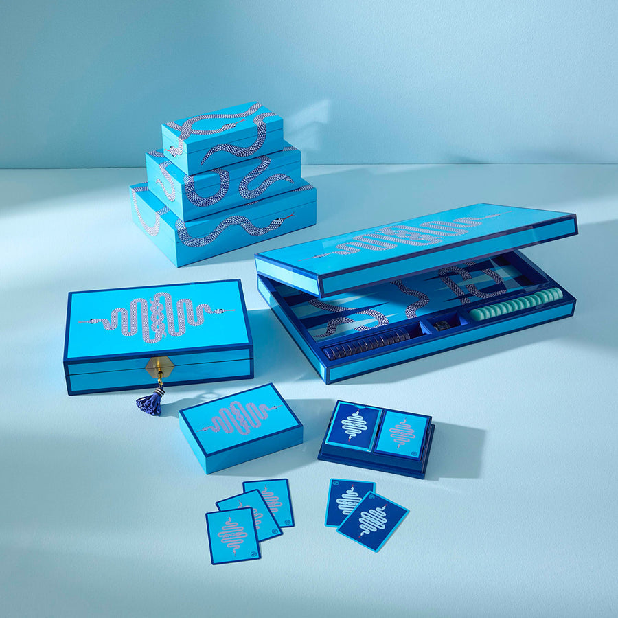 Blue Lacquer Jewelry Box L | Oroa.com
