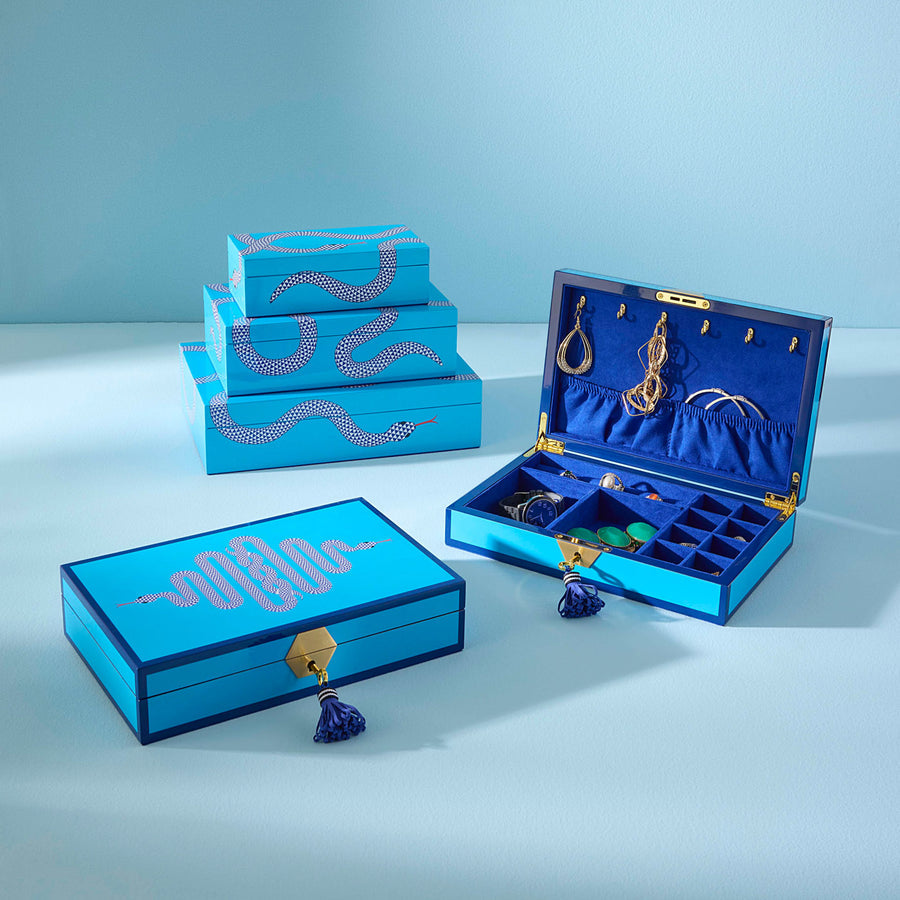 Blue Lacquer Jewelry Box L | Oroa.com